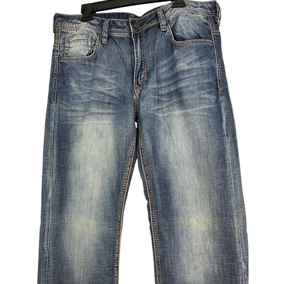 Buffalo X Buckle David Bitton Mens Jeans W36 L36 Tall Straight Brady RT10537 - Picture 7 of 10